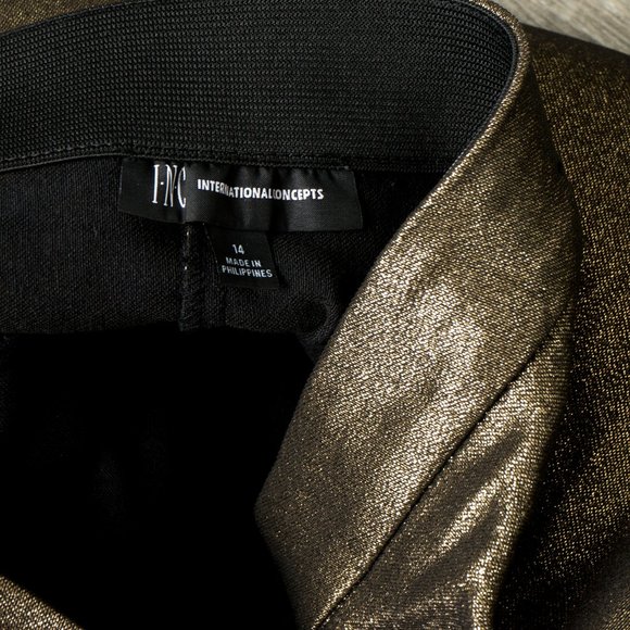 NWT INC Gold Metallic Bootcut Pants  - sz 14 - Picture 7 of 8